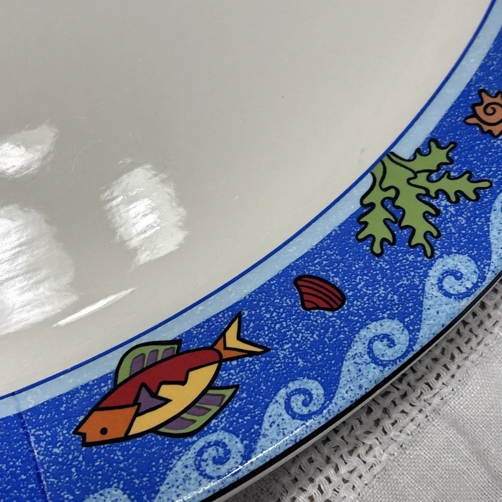 Sango Pisces Fish in Blue Ocean Oval Serving Platter Designed By Sue Zipkin